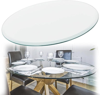 Tempered Glass Dining Table Top.Pian Transparent Tempered Glass Table Top, Round Dining Table Glass Panel Protector, Flat Polish Edge, Crystal Clear Protective Cover, (65 cm (26 inch))