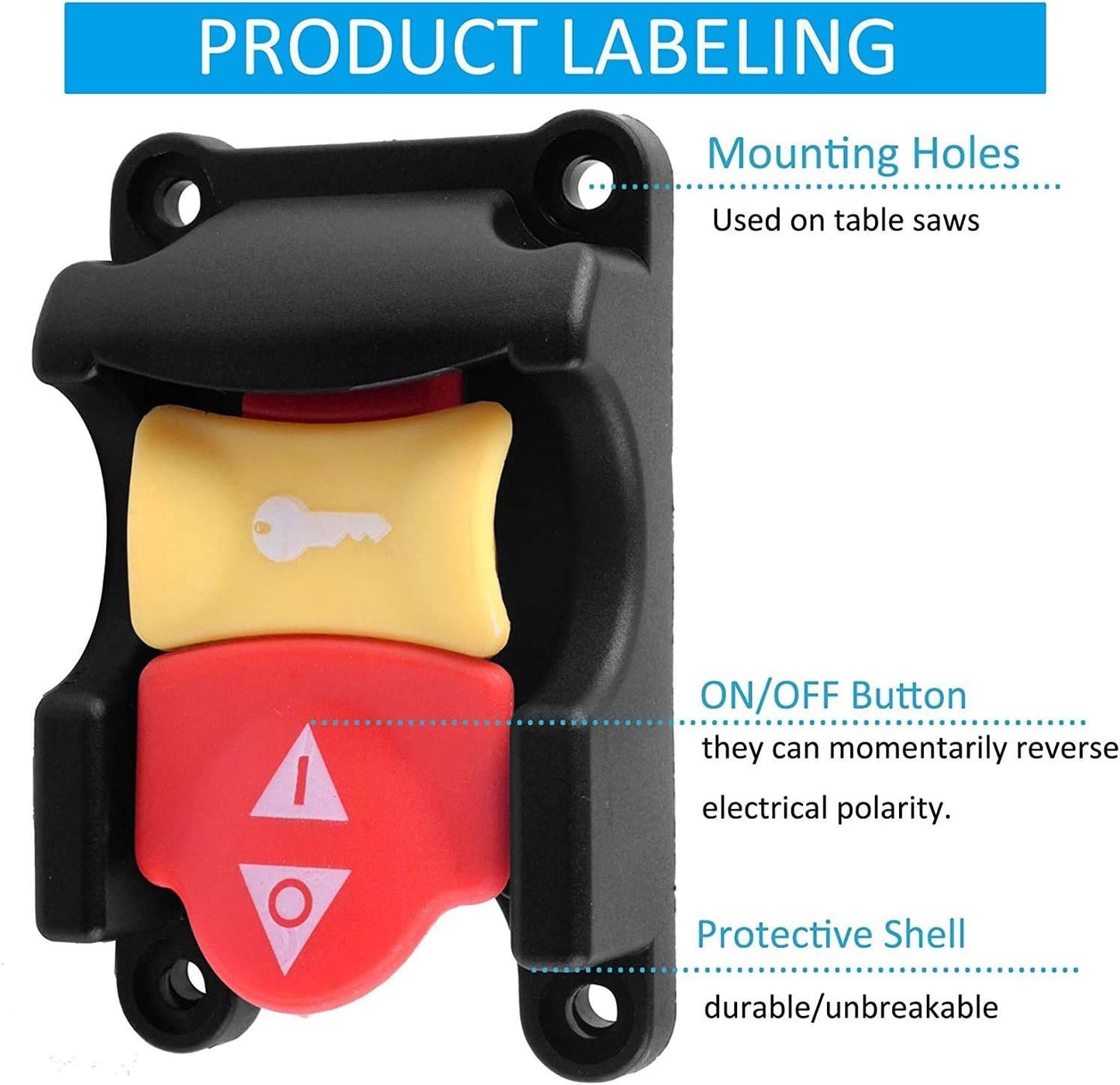 71649 Table Saw Paddle Switch Replacement Compatible with R-yobi Crafts-Man, Dual Safety Power Tool Locking Switch for Emergency Stop, 120V/250V Paddle On/Off Switch for Table Saw