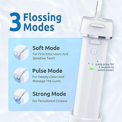 Water Flosser [Mini Cordless Portable] Oral Irrigator Water Teeth Cleaner Pick, Telescopic Water Tank, 3 Modes & IPX7 Waterproof, Home & Travel Water Flossers for Teeth, Braces Bridges Care