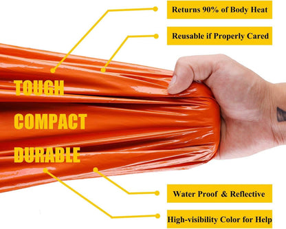 Mezonn PE Emergency Sleeping Bag Survival Bivy Sack- Use as Emergency Space Blanket, Lightweight Sleeping Bag, Survival Gear for Outdoor, Hiking, Camping - Includes Nylon Sack with Carabiner