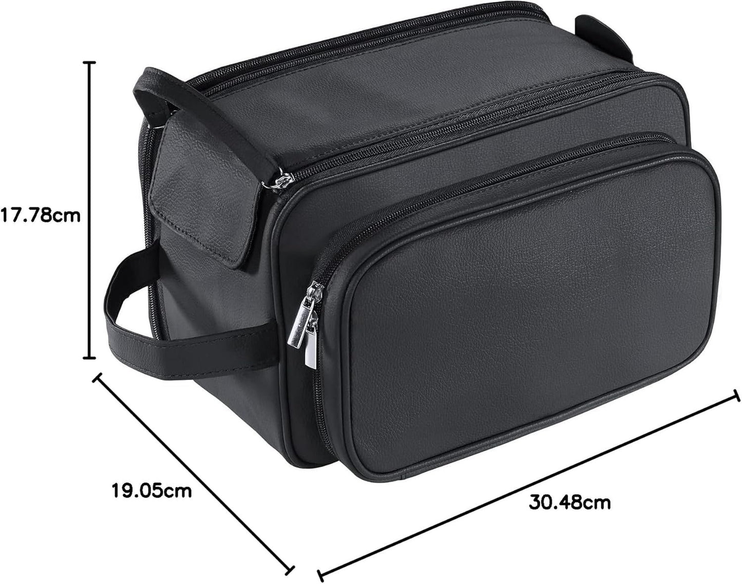 Buruis Large Toiletry Bag for Men & Women, PU Leather Travel Toiletry Organizer, Dopp Kit, Water-resistant, Black, XL, Toiletry Bag