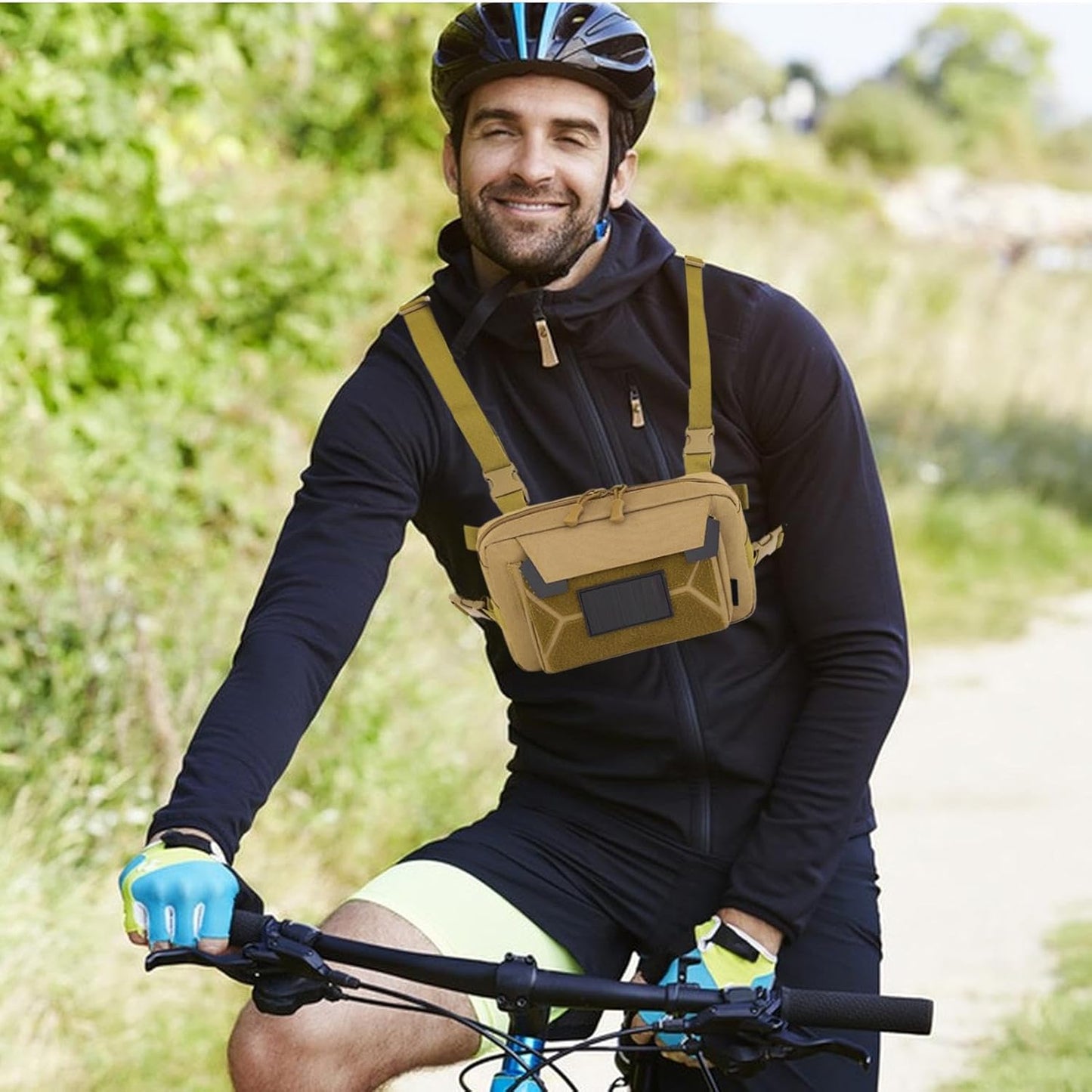 Running Chest Bag, Cycling Waistcoat Pack, Anti Theft Lightweight Gear, Secure Storage Vest, Black, Khaki, Ideal for Hiking, Biking, Fishing, Hunting, Outdoor Travel Adventures, Khaki, Please refer to