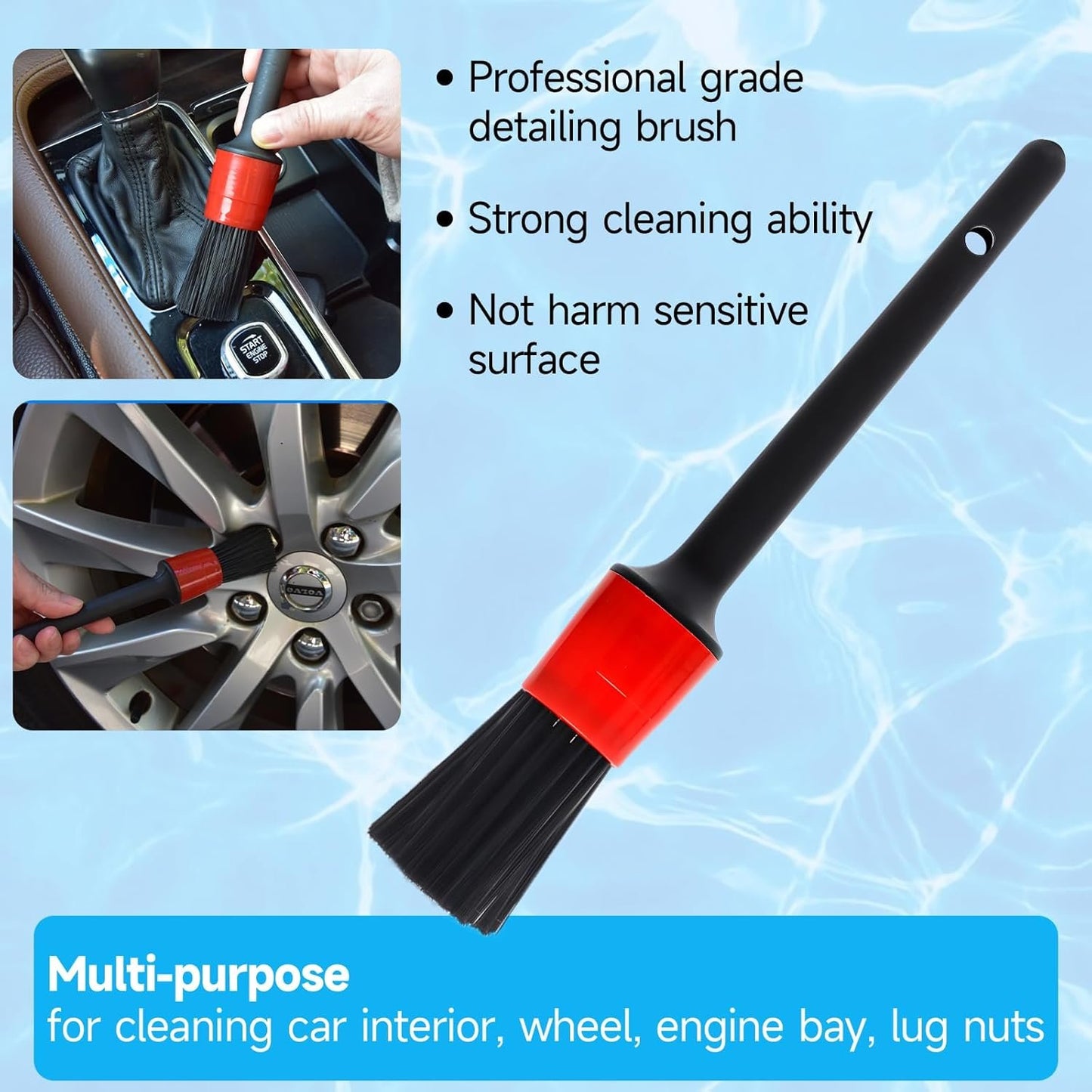 8 Pack Car Interior Duster Detailing Brush Set Cleaning Gel Kit All Purpose Detailing Brushes Accessories Essentials Supplies Tool for Cars, Trucks, SUVs, RVs, Motorcycles, & More
