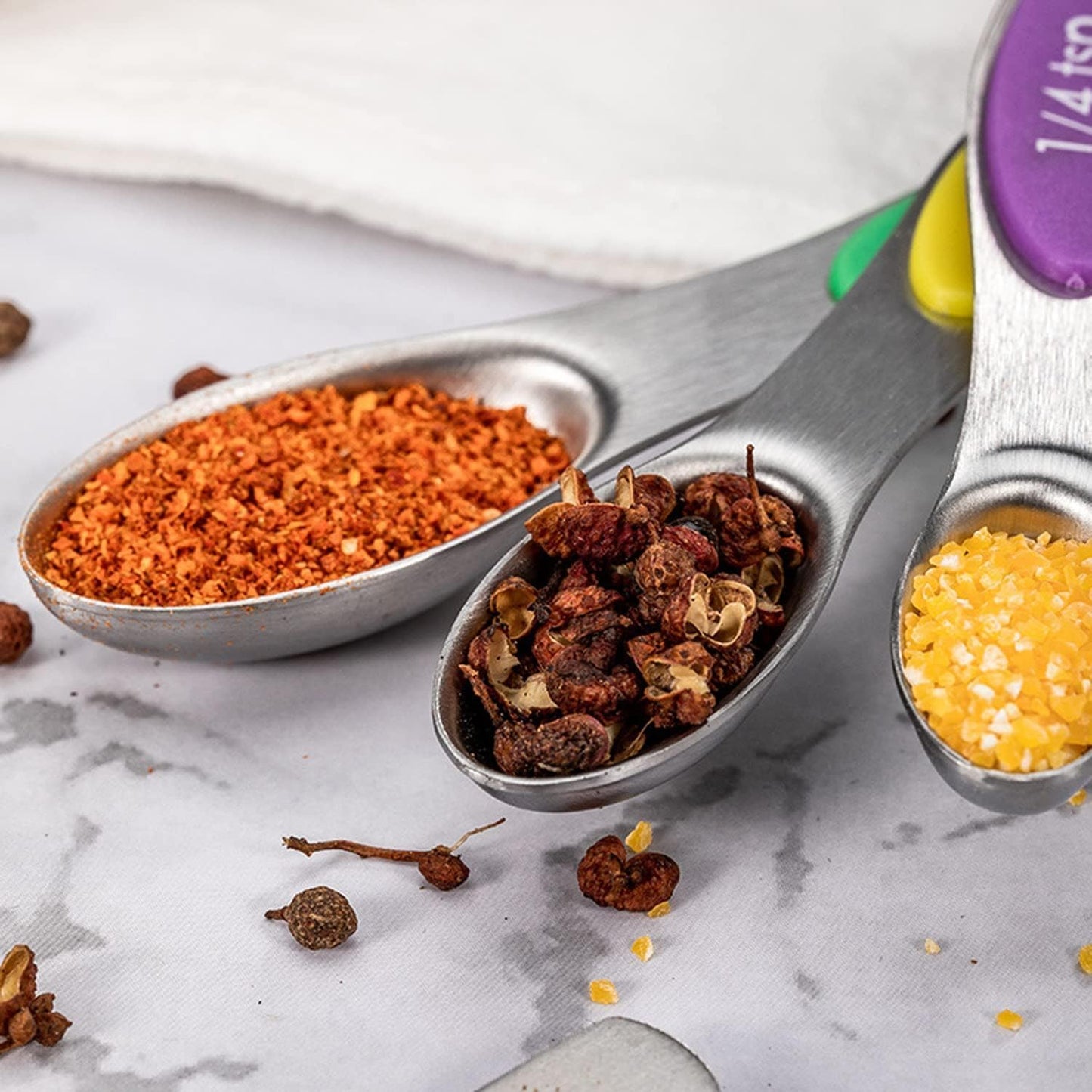 7-Piece Stainless Steel Magnetic Measuring Spoons Set with Leveler (7-Piece Stainless Steel Magnetic Measuring Spoons Set with Leveler-Colorful)