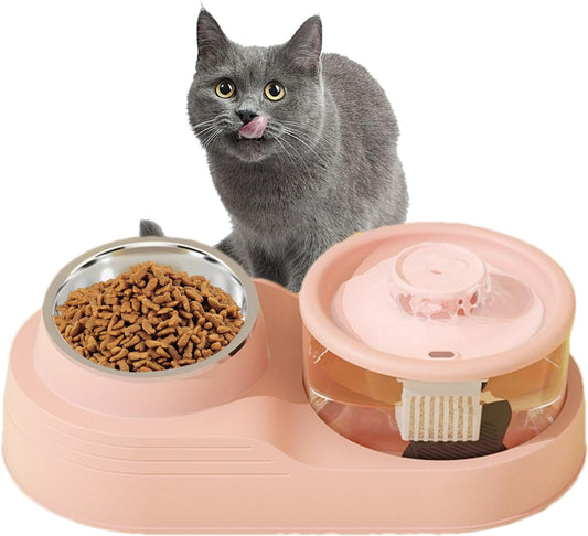 Mangiatoia automatica per gatti, stazione di alimentazione per gatti, supporto cervicale inclinabile, design silenzioso, forniture per alimentazione e irrigazione per uso domestico