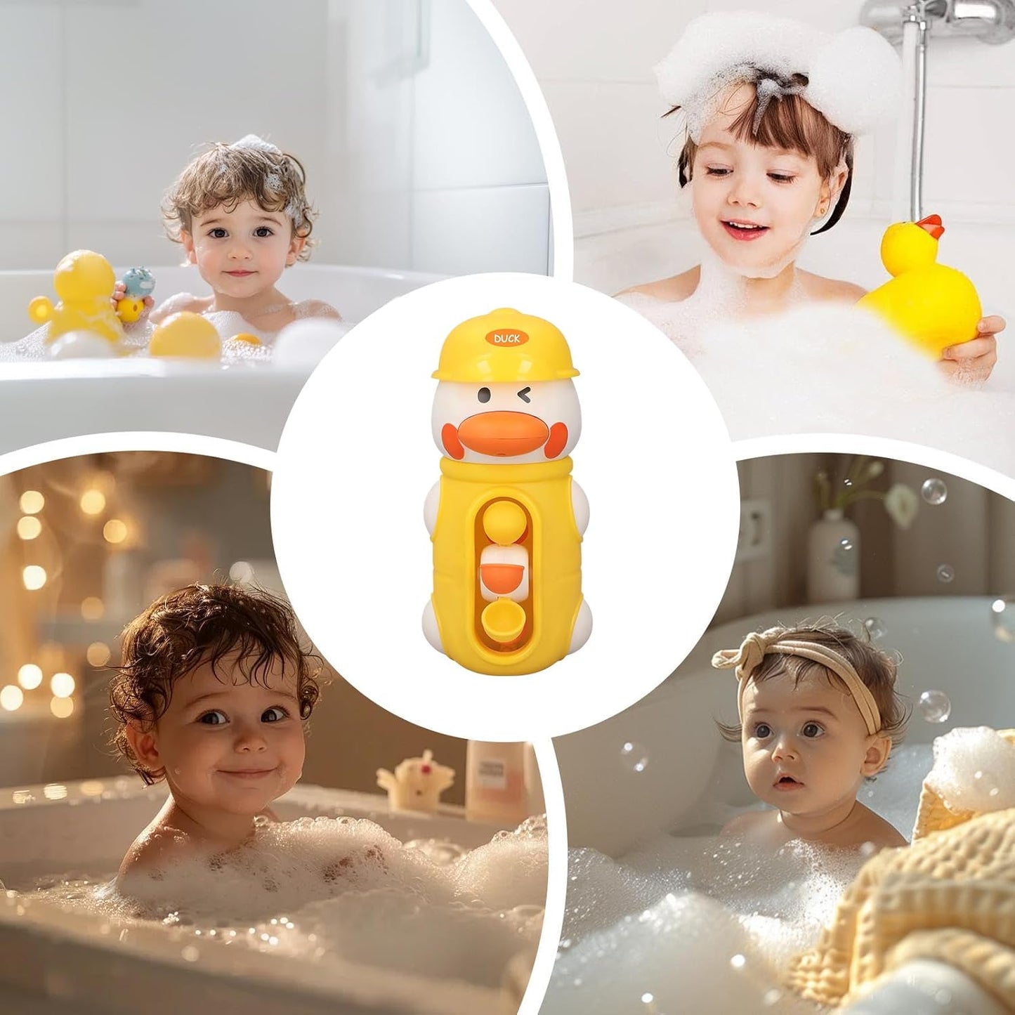 Bath Toys Kids, Duck Shaped Water Play, Rotatable Waterwheel Game, Sensory Shower Fun, 6.46x3.54 Inches, Interactive Activity for Ages 2-4, Boys, Girls, Birthday