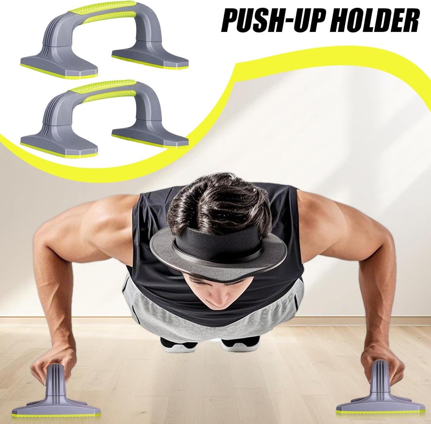 Push Up Handles, Pushup Grips, Upper Body Fitness Gear, Calisthenics Exerciser With Elbow And Wrist Protection, Push-Up Bar Set For Men, Floor Workout Equipment, 7.87x5.51x3.54in