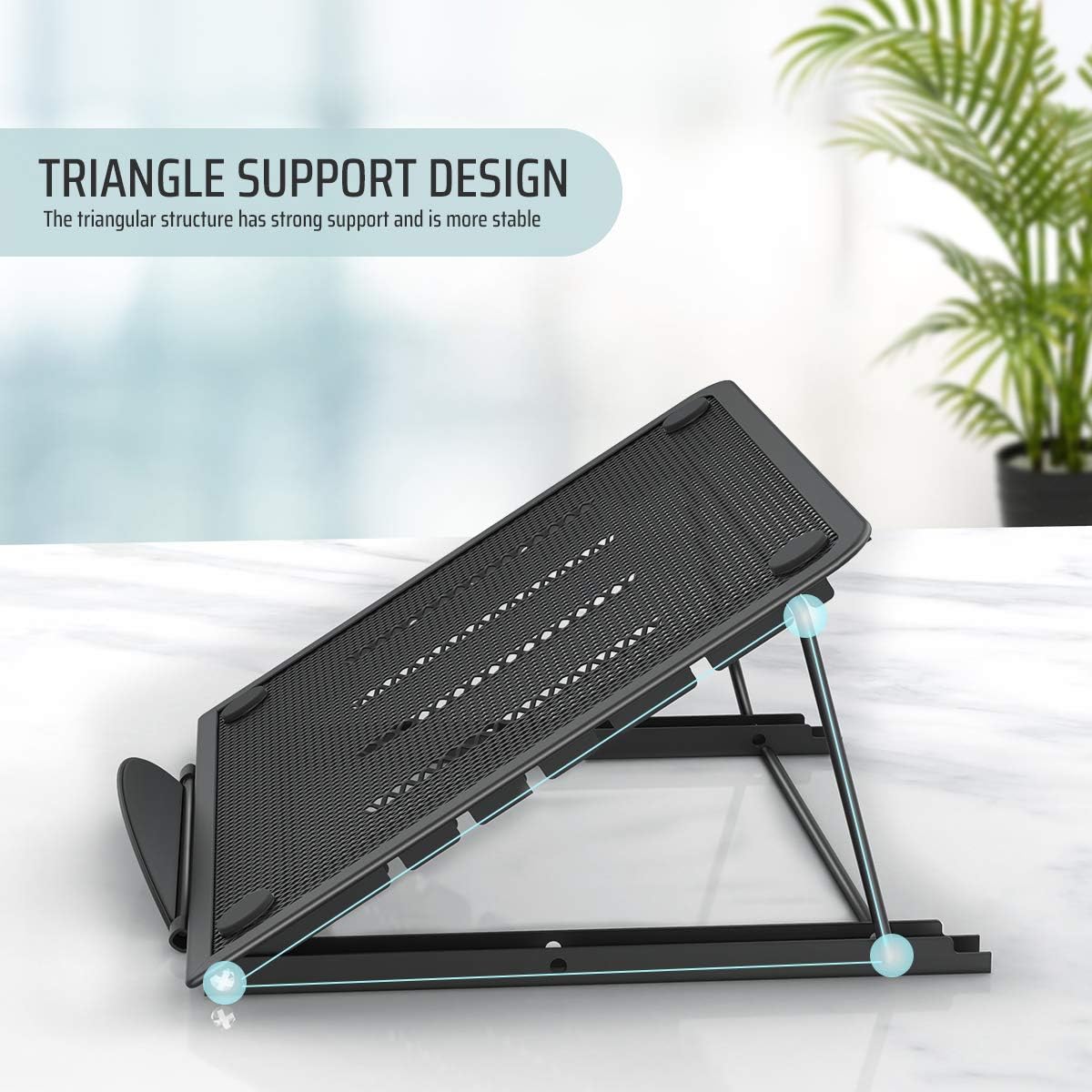 Lidasen Laptop Stand Tablet,Foldable Portable Ventilated Desktop Laptop Holder, Cooling Stand (10"-15.6") compatible with Dell XPS, HP, Lenovo,Universal Lightweight&Adjustable Ergonomic Tray (Black)