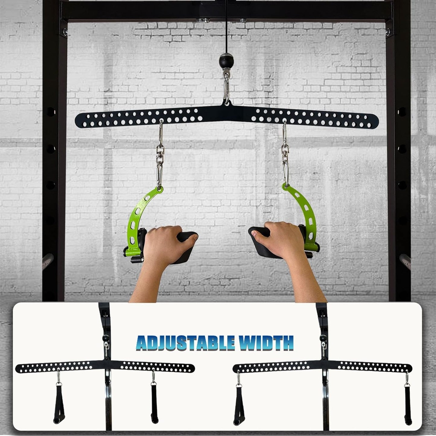 Multi-Grip LAT Pull Down Bar for Home Gym Fitness, Spreader Plate LAT Pulldown Attachments for Pulley System Cable Machine, Double to Single Cable Attachment Exercise Handle