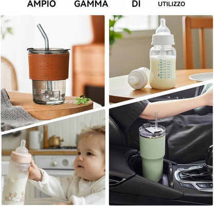 Straw Cleaners, Long Silicone Straw Cleaner Brush, 9.84 Inches, Reusable Non-Slip Cleaning Tool, Handle Pipe Washer for Metal, Glass Tube, Baby Bottles, Eco-Friendly