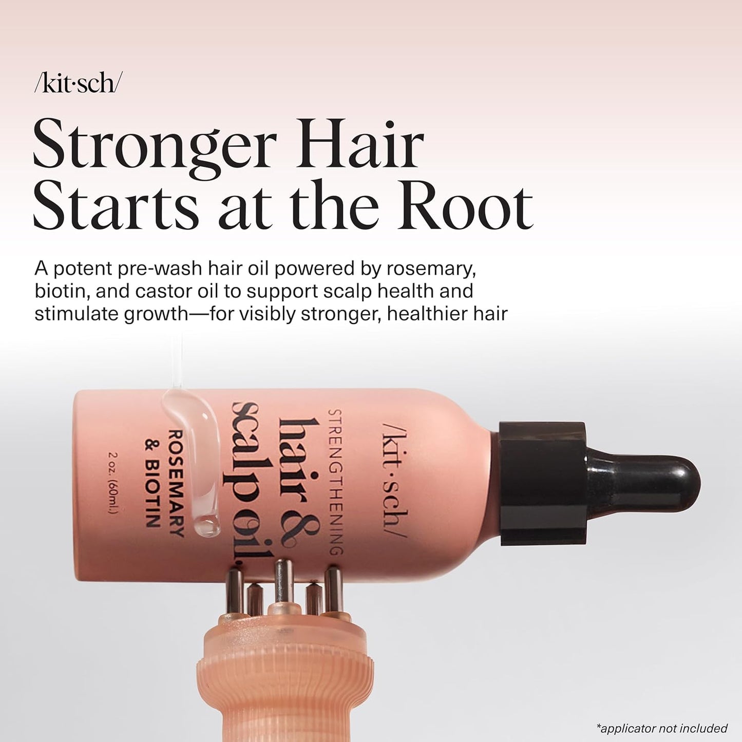 Kitsch Rosemary Oil for Hair Growth – Pre-Wash Hair Oil with Castor, Biotin, Jojoba – Hair Care, Adds Shine, Strengthens Roots, Scalp Treatment – Recyclable Bottle – USA Made, Lavender Scent, 60mL