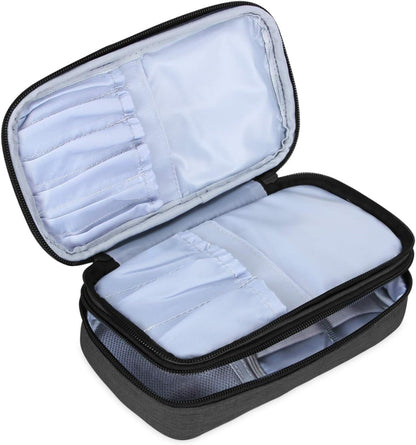 Teamoy Travel Makeup Brush Bag(up to 8.5"), Professional Cosmetic Artist Organizer Case with Handle, Compact and multifunctional-Small, Black (No Accessories Included)