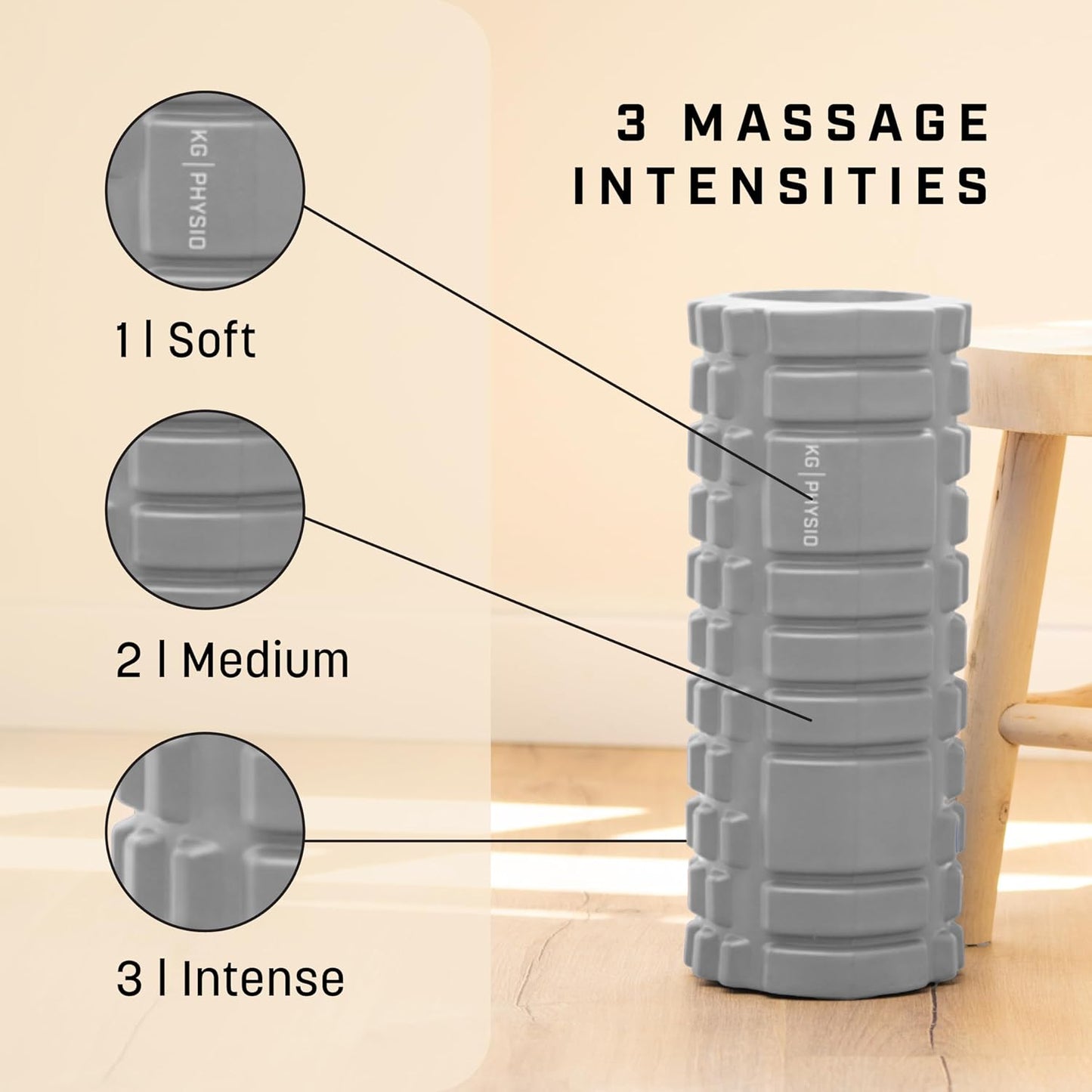 KG Physio - Foam Roller and Massage Roller for Legs, Back and Arms, Ultra Lightweight, Essential for Deep Tension Release 13" x 5"