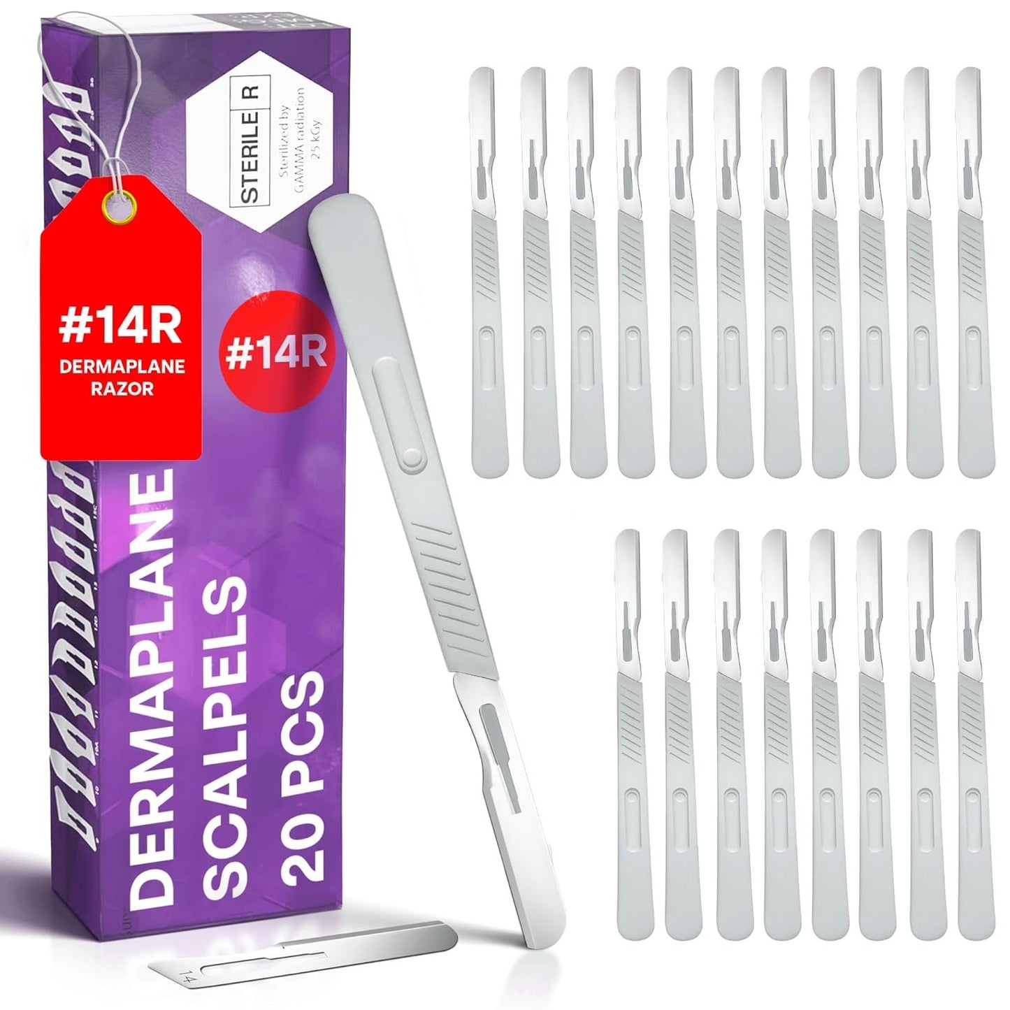 MyMed Disposable Razor, Dermaplaning 14R, Pack of 20, Dermaplaning Razor for Women, Dermaplaning Tool, Dermaplaning Tool, Dermaplaning