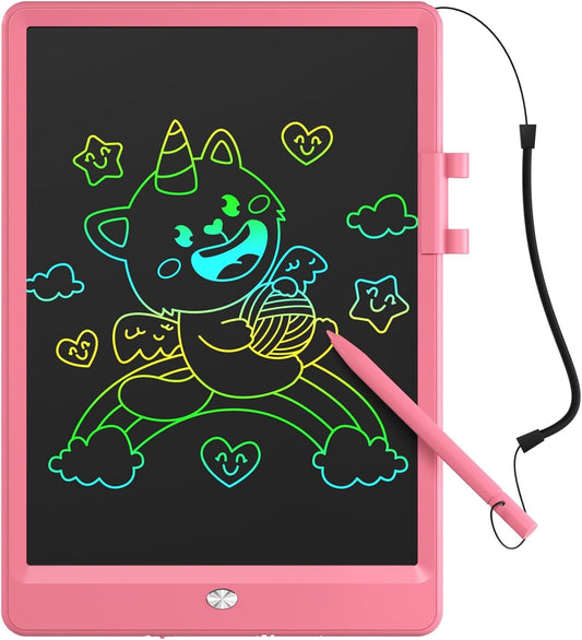 Oksoar Writing Tablet for Kids (Age 3-8), 10-Inch LCD Colorful Doodle Boards, Perfect for Christmas & Birthday Gifts, Learning Toys & Travel Essentials for Boys and Girls (Pink)
