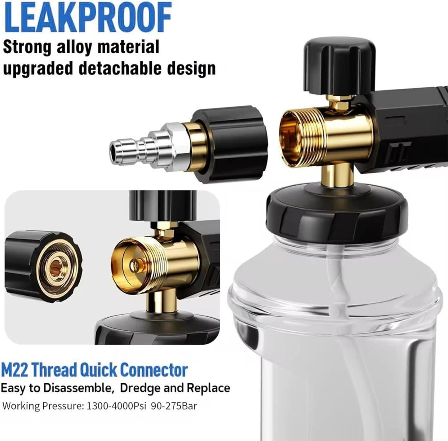 Car Wash Soap Sprayer, Spray Nozzle Pressure Attachment Kit, 19 x 15 cm/7.48 x 5.91 inches, Adjustable Mode Design, for Truck, Outdoor Lawn, House, Car Detailing, Tire Cleaning Use