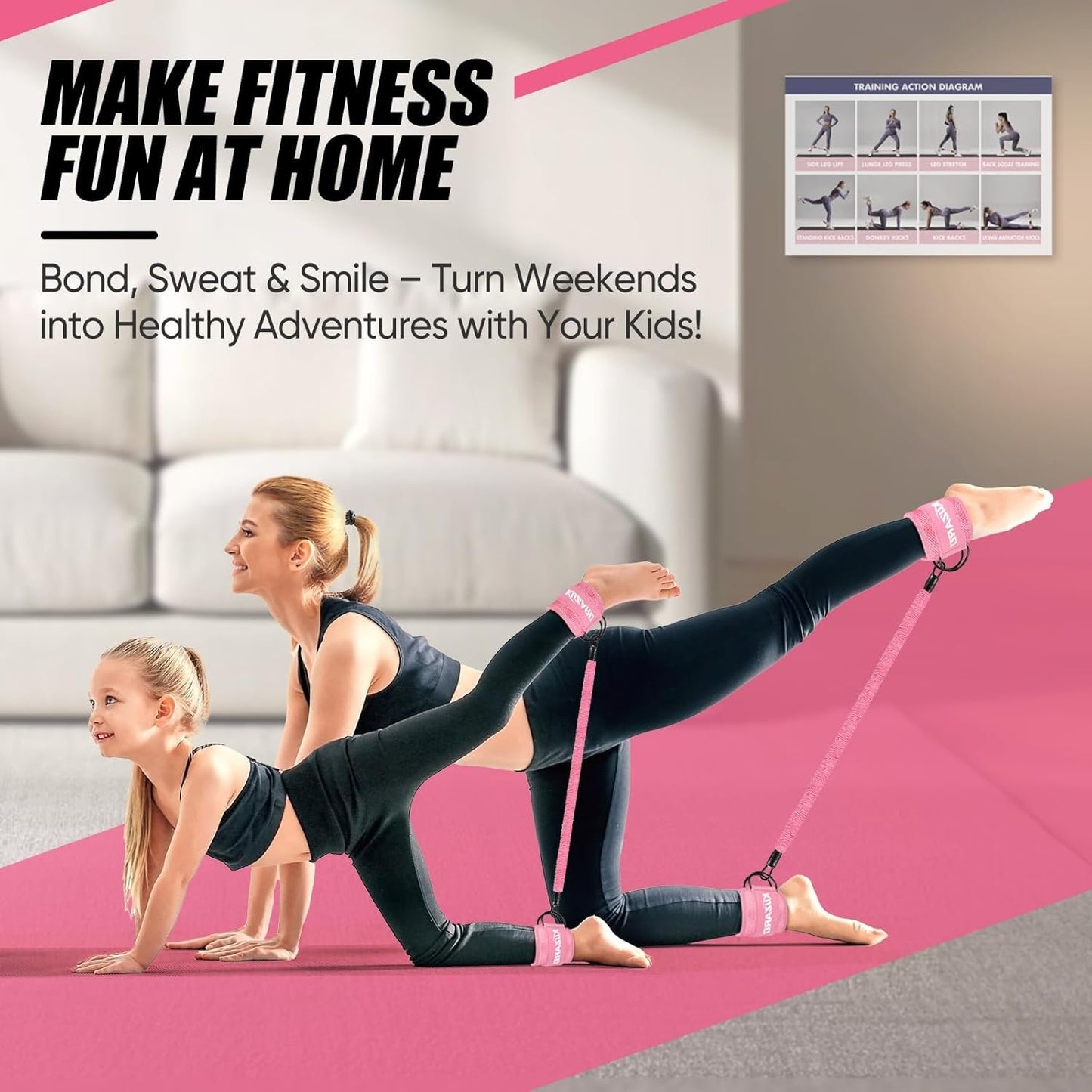 Resistance Bands with Ankle Straps, Ankle Weights Bands for Working Out, Exercise Bands for Women Leg and Glute, Booty Workout Equipment for Kickbacks, Butt and Hip Training