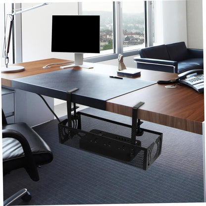 GETAJGHSD 1 Set Under Desk Cable Organizer Tray with Clamp Easy Installation Wire Management Basket for Neat Workspace Ventilated Mesh Design Robust Construction for Cables and Power Strips