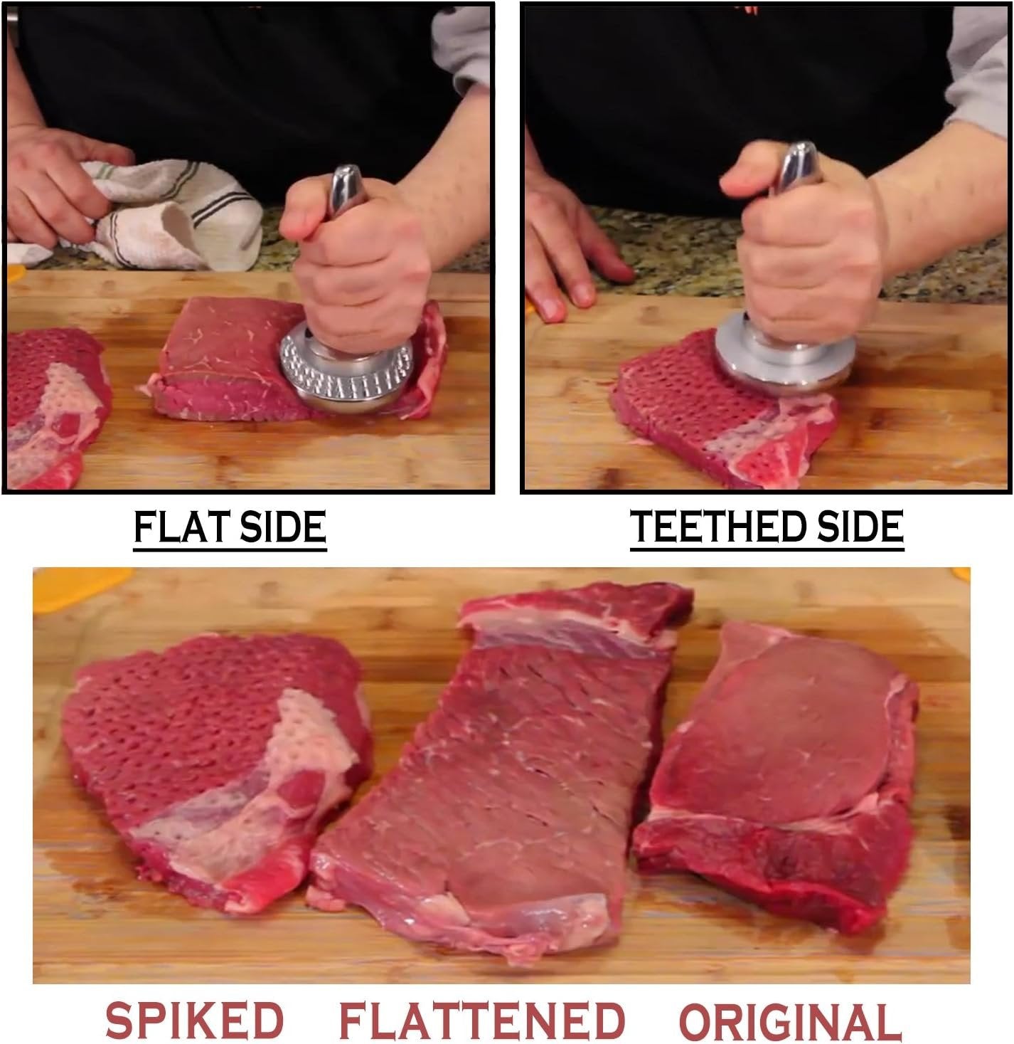 Reversible Meat Tenderizer and Pounder Commerical Dual Sided Meat Tenderizer Mallet Marinating Prep Tool