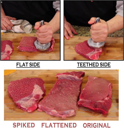 Reversible Meat Tenderizer and Pounder Commerical Dual Sided Meat Tenderizer Mallet Marinating Prep Tool