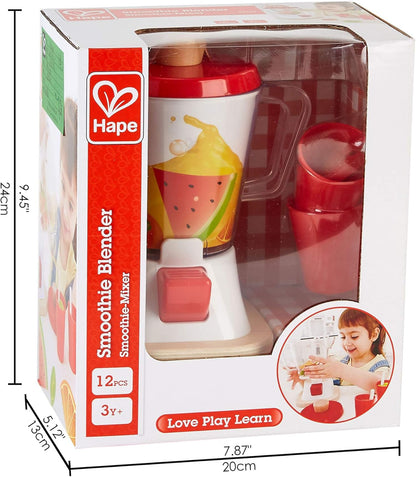 Hape Smoothie Blender Playset – Wooden Pretend Play Kitchen Toy for Kids 3+ – Includes Blender, Cups, Fruits & Veggies – Realistic Spinning Action – Healthy Eating Learning Toy