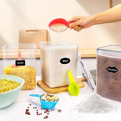 Feshory 4 Pack Extra Large Airtight Food Storage Containers (5.2 L/Each) - Cereal Rice Dispenser, Pantry Organiser with 100% Leak-Proof Lids for Kitchen & Home Organisation