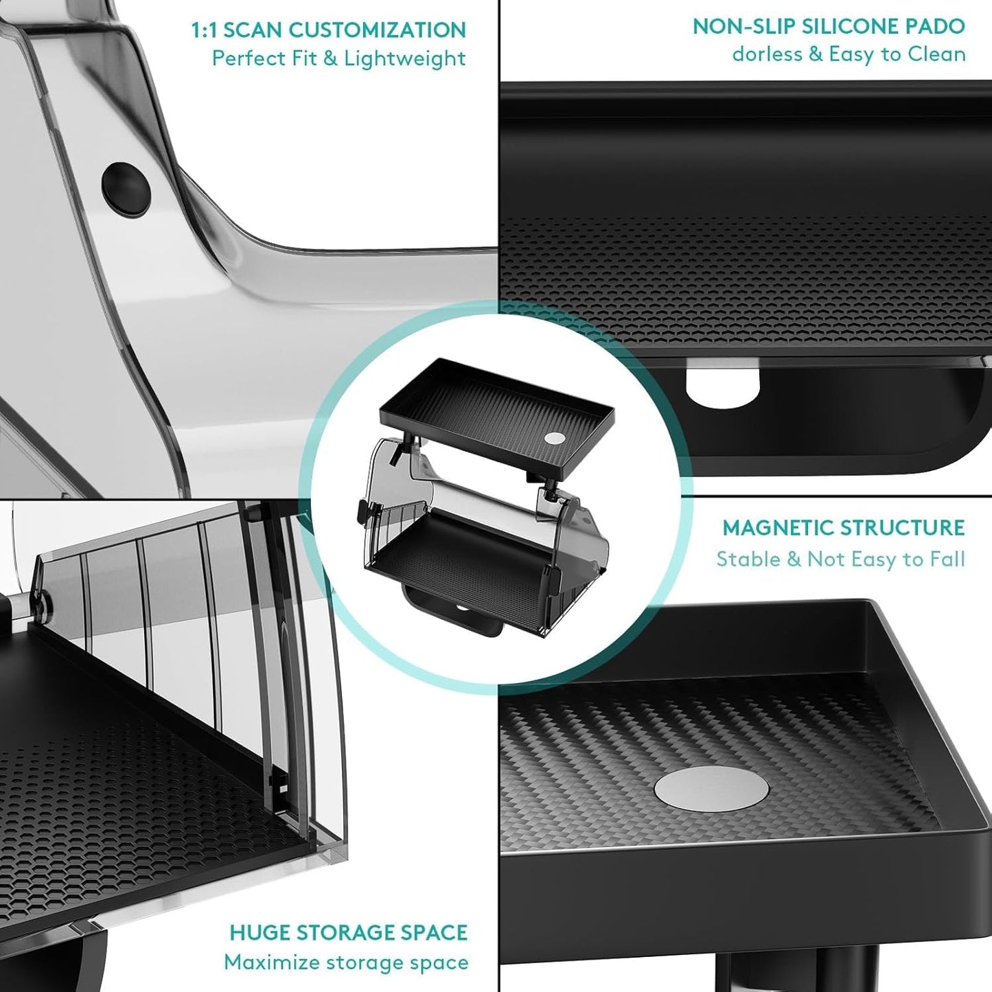 Car Center Console Organizer for Tesla Model 3 Model Y, Magnetic Tray Under Screen Storage Box Dashboard Holder for Tesla Interior Accessories