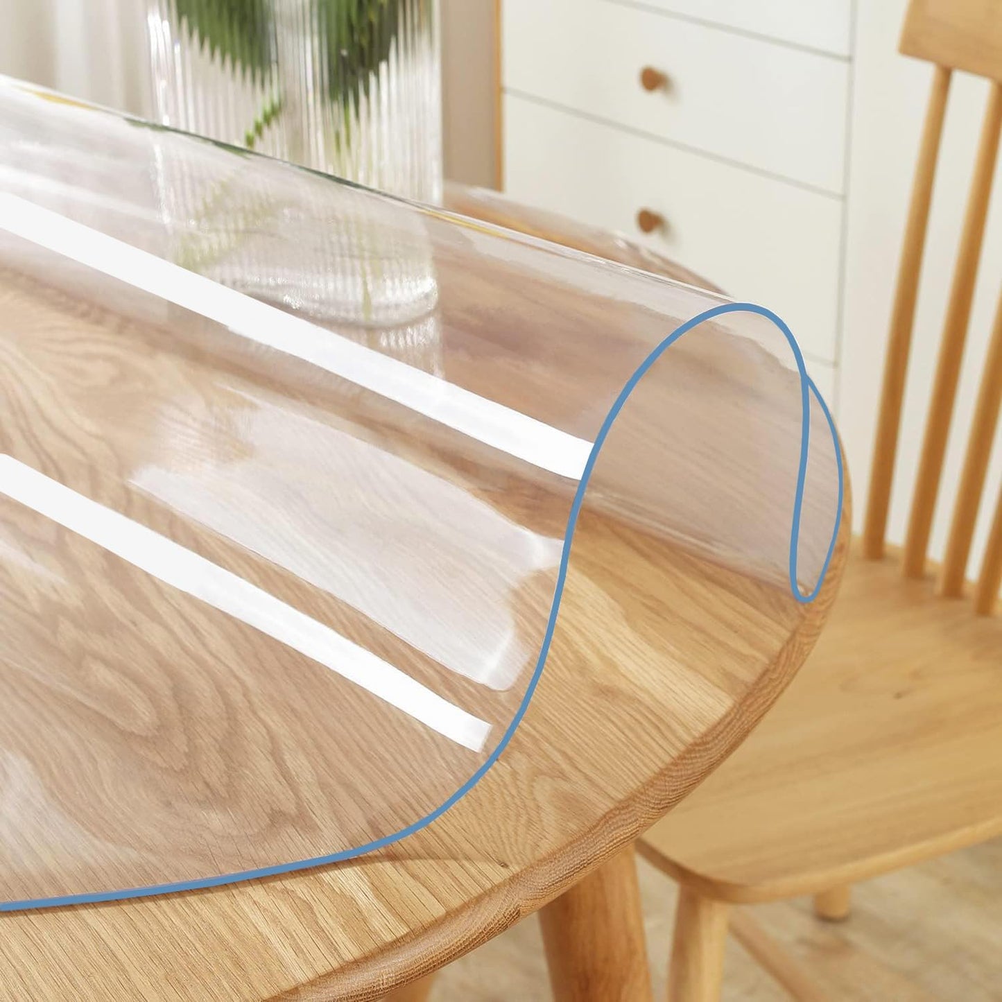 38 Inch Dia Round Clear Furniture Table Protector 1.5mm Thick Clear Plastic Tablecloth Wipeable Water Resistant Tabletop Cover PVC Vinyl Circle Coffee Dining Upgraded Version Tabletop Protective Pad