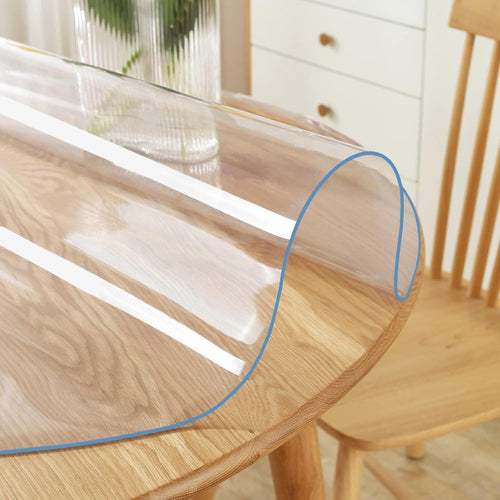 38 Inch Dia Round Clear Furniture Table Protector 1.5mm Thick Clear Plastic Tablecloth Wipeable Water Resistant Tabletop Cover PVC Vinyl Circle Coffee Dining Upgraded Version Tabletop Protective Pad