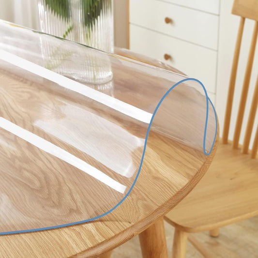38 Inch Dia Round Clear Furniture Table Protector 1.5mm Thick Clear Plastic Tablecloth Wipeable Water Resistant Tabletop Cover PVC Vinyl Circle Coffee Dining Upgraded Version Tabletop Protective Pad