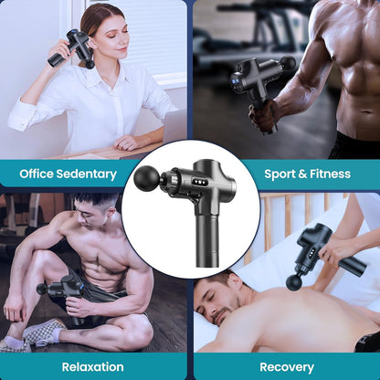 Muscle Massage Gun, 30 Speeds Deep Tissue Muscle Massager Gun, 2500 mAh Rechargeable Battery, 3300RPM Silent Electric Massager, 10 Heads, LCD Touch Screen