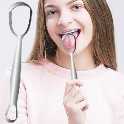 Tongue Scraper, Stainless Steel Oral Care Tool, Fan-Shaped Design, Improve Oral Hygiene, Daily Cleaning, for Family Adults, Breath, Removal