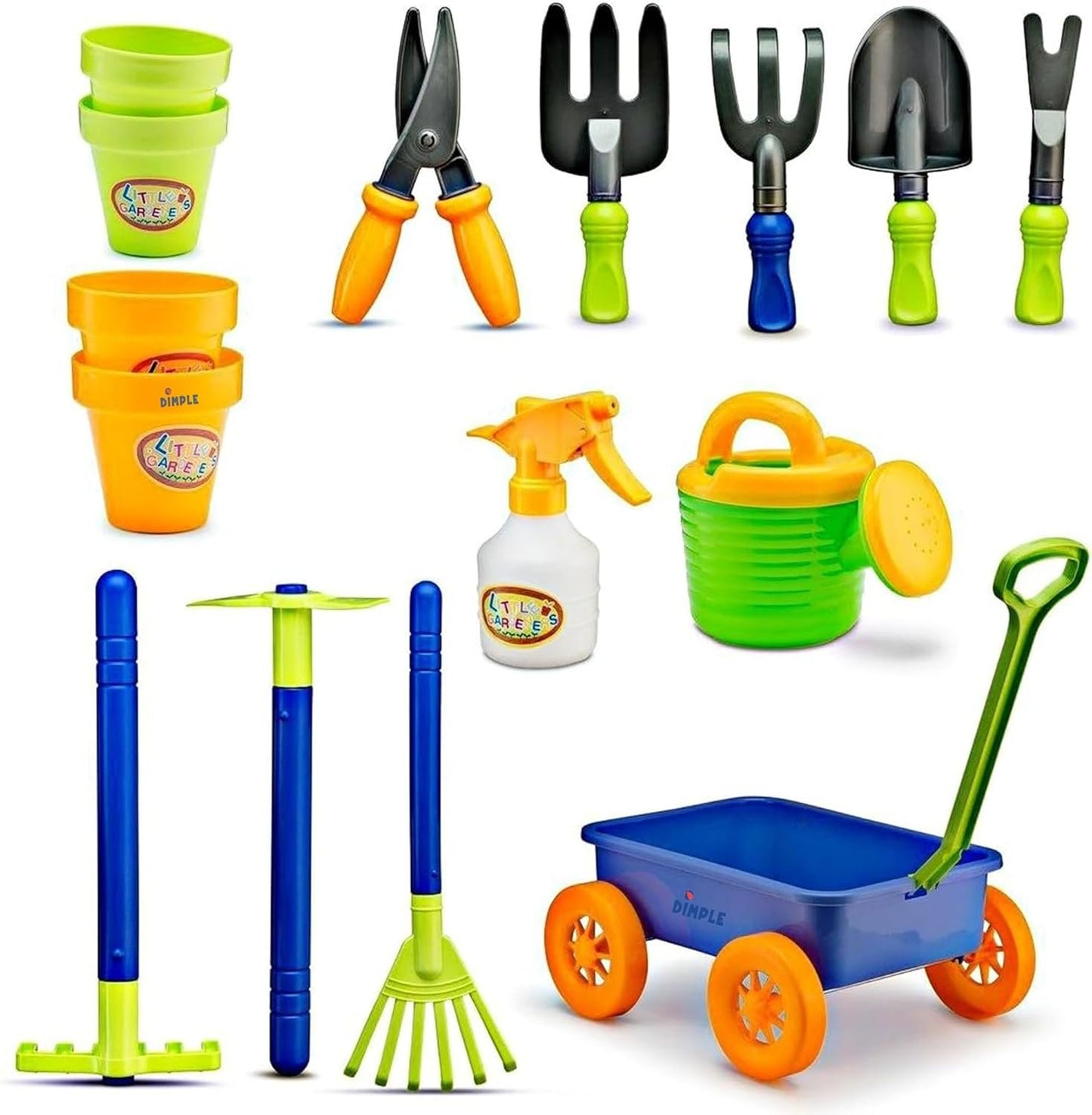 Dimple Kids Gardening Set Tools Wagon Toy 15 Pcs Kids Gardening Tools & Toddler Gardening Set-Sturdy & Durable Kids Wagon-Top Wagon for Kids, Toddler Outdoor Toys, Outdoor Toys for Toddlers 3-5 for Yd