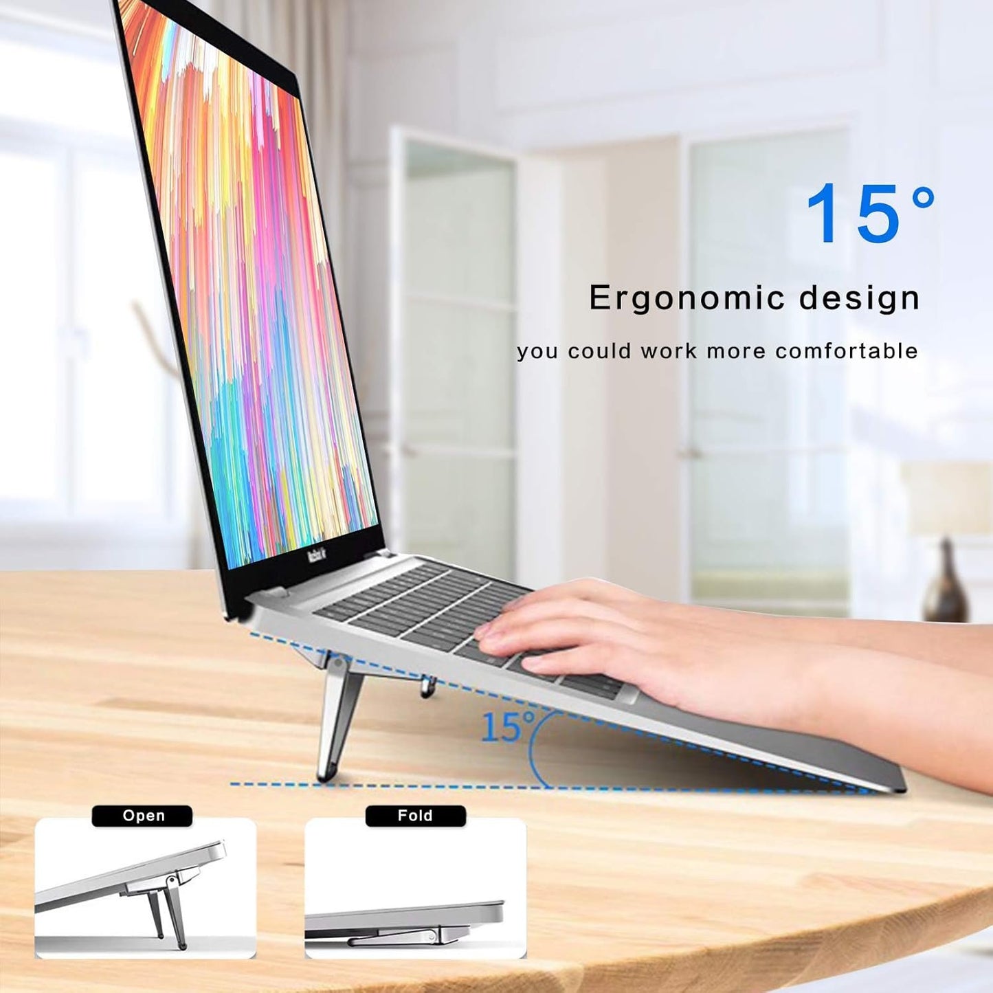 Portable Zinc Alloy Stand, Ergonomic Riser for 12-20 Inches Laptop, Invisible Cooling Mini Stand (Silver-2pieces)