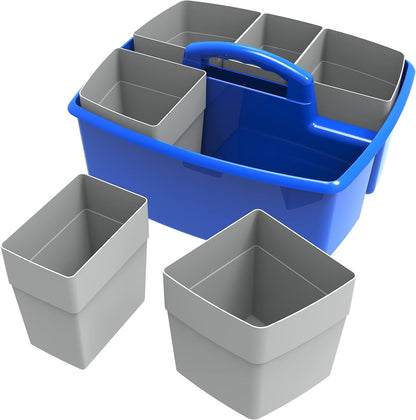 Storex 00985U02C Large Caddy with Sorting Caddy, 13 x 11 x 6.38 Inches, Blue, 2-Pack