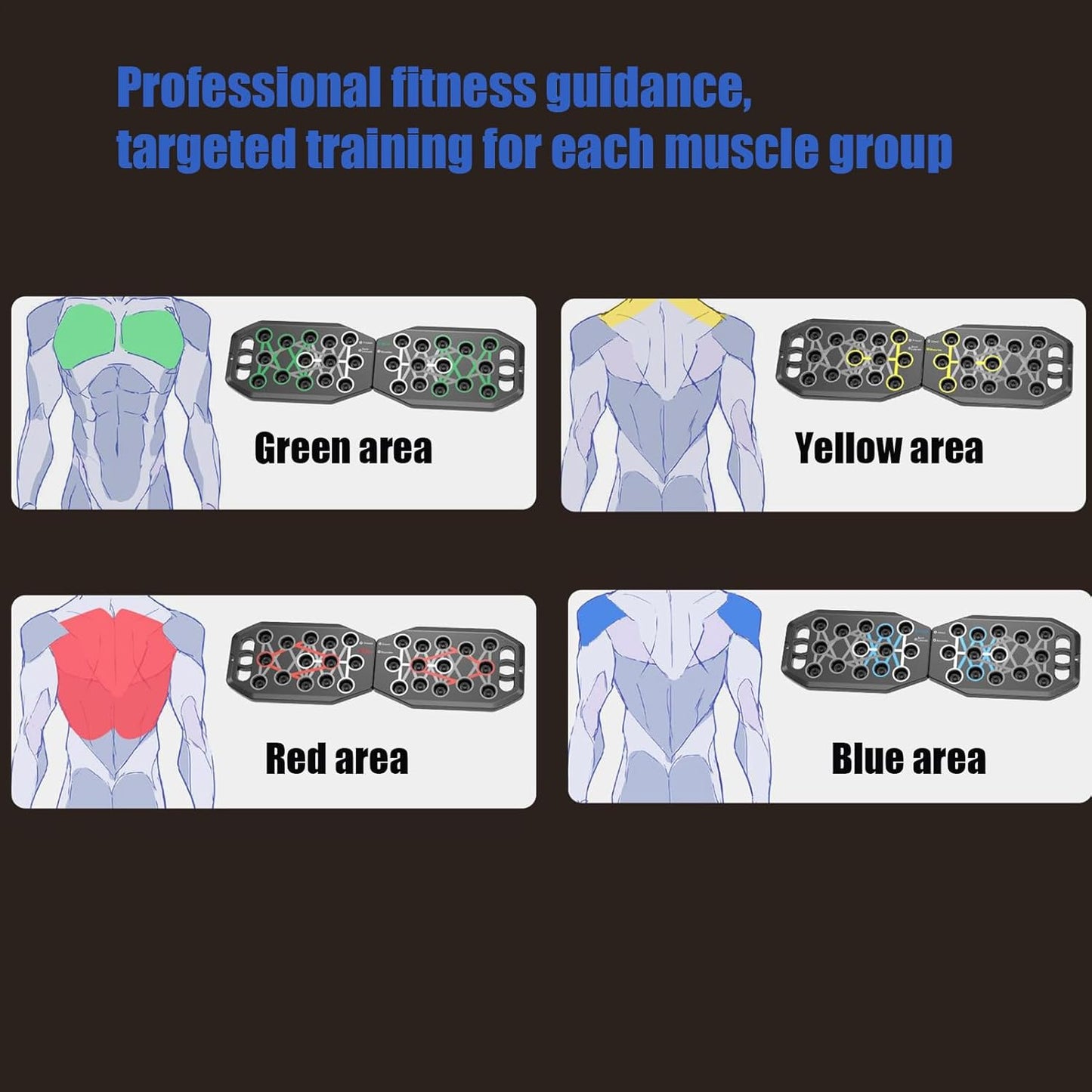 Pushup Board Fitness, Strength Training Equipment, 34.2/20.3/9.6, Push Up Stand Boards, Muscolo Target System, Foldable Workout Gear for Men Full Body Home Exercise, Black