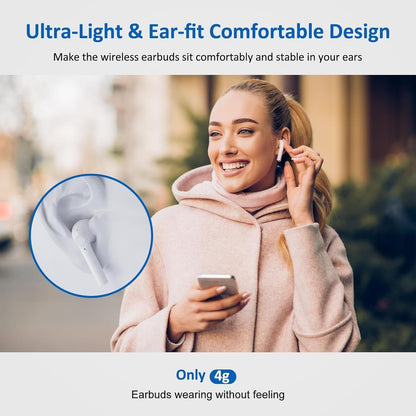 Wireless Earbuds Bluetooth 5.3 Hi Fi Stereo Noise Canceling in - Ear Headphones, Charging Case with Led Power Display, Touch Control, Waterproof,Compatible with Multiple Devices & for Sports