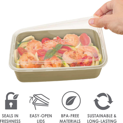 Bentgo Prep 60-Piece Meal Prep Kit - Reusable Food Containers 1-Compartment, 2-Compartment, & 3-Compartments for Healthy Eating - Microwave, Freezer, & Dishwasher Safe (Gleam Metallics)