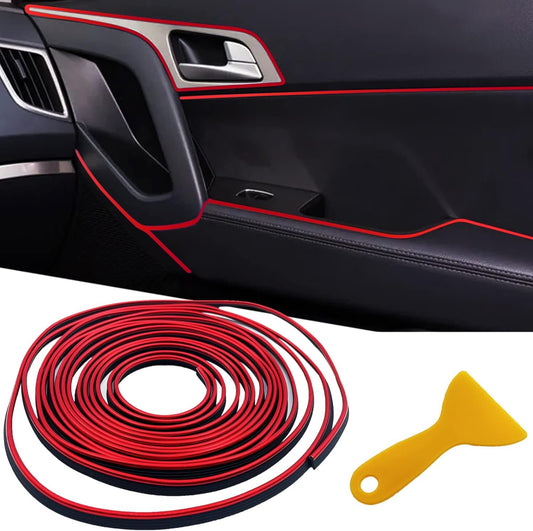 OSIFIT Car Interior Trim Strips,Universal 16.4 ft Car Electroplating Decoration Styling Door Dashboard, Flexible Interior Trim Accessories with Installing Tool(Red)