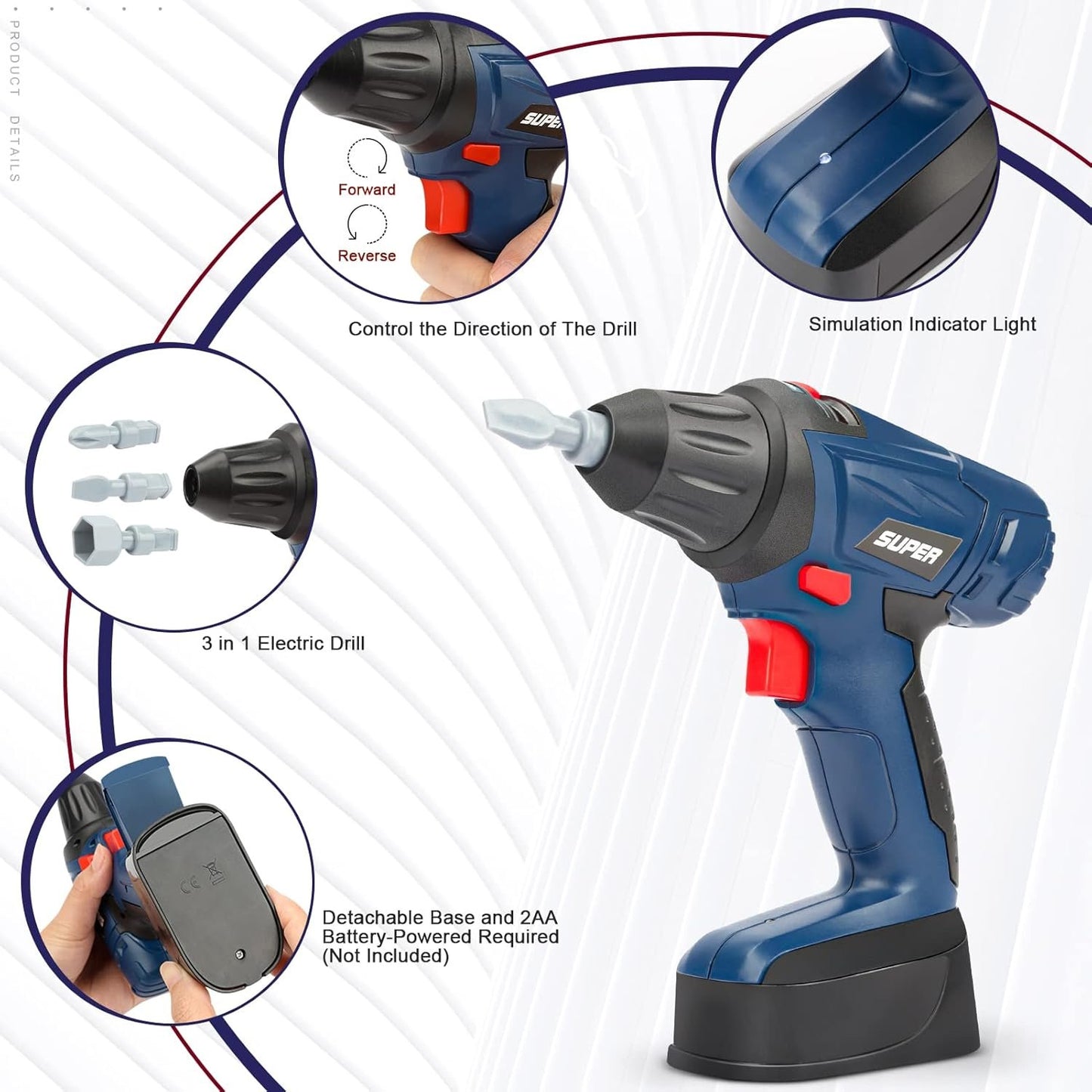Vanplay 52 PCS Kids Tool Set Pretend Play Construction Toys Kit with Tool Box, Kids Tool Belt, Electronic Toy Drill, for Toddlers Boys Girls Ages 3 4 5 6 7 Years Old