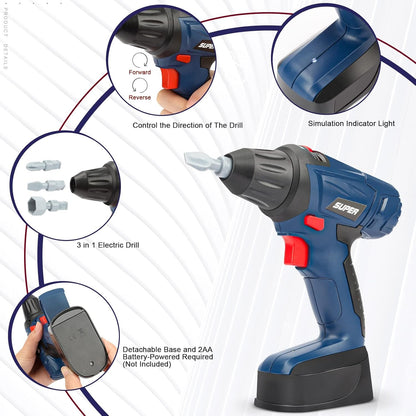 Vanplay 52 PCS Kids Tool Set Pretend Play Construction Toys Kit with Tool Box, Kids Tool Belt, Electronic Toy Drill, for Toddlers Boys Girls Ages 3 4 5 6 7 Years Old