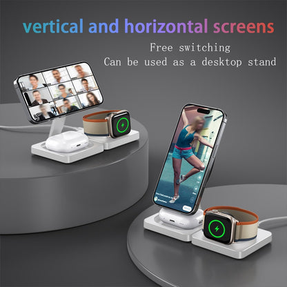 3 in 1 Wireless Charging Station Portable Travel Charger Wireless Charging Pad Magnetic Charger Stand for iPhone 16 15 14 13 12 Series,iWatch 10/Ultra 2/9/Ultra/8/SE2/7/6/Se/5/4/3/2,Airpod4/Pro/3/2