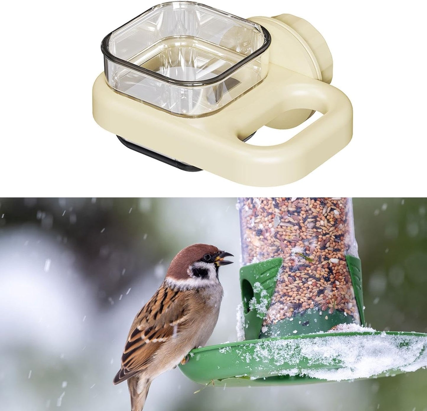 Ｂｅｓｇａ Parakeet Food Dish Feeder Bowl Stable Watering Supplies Portable Bird Feeding Dish Cup Bird Waterer for Parrot Yard Balcony, White