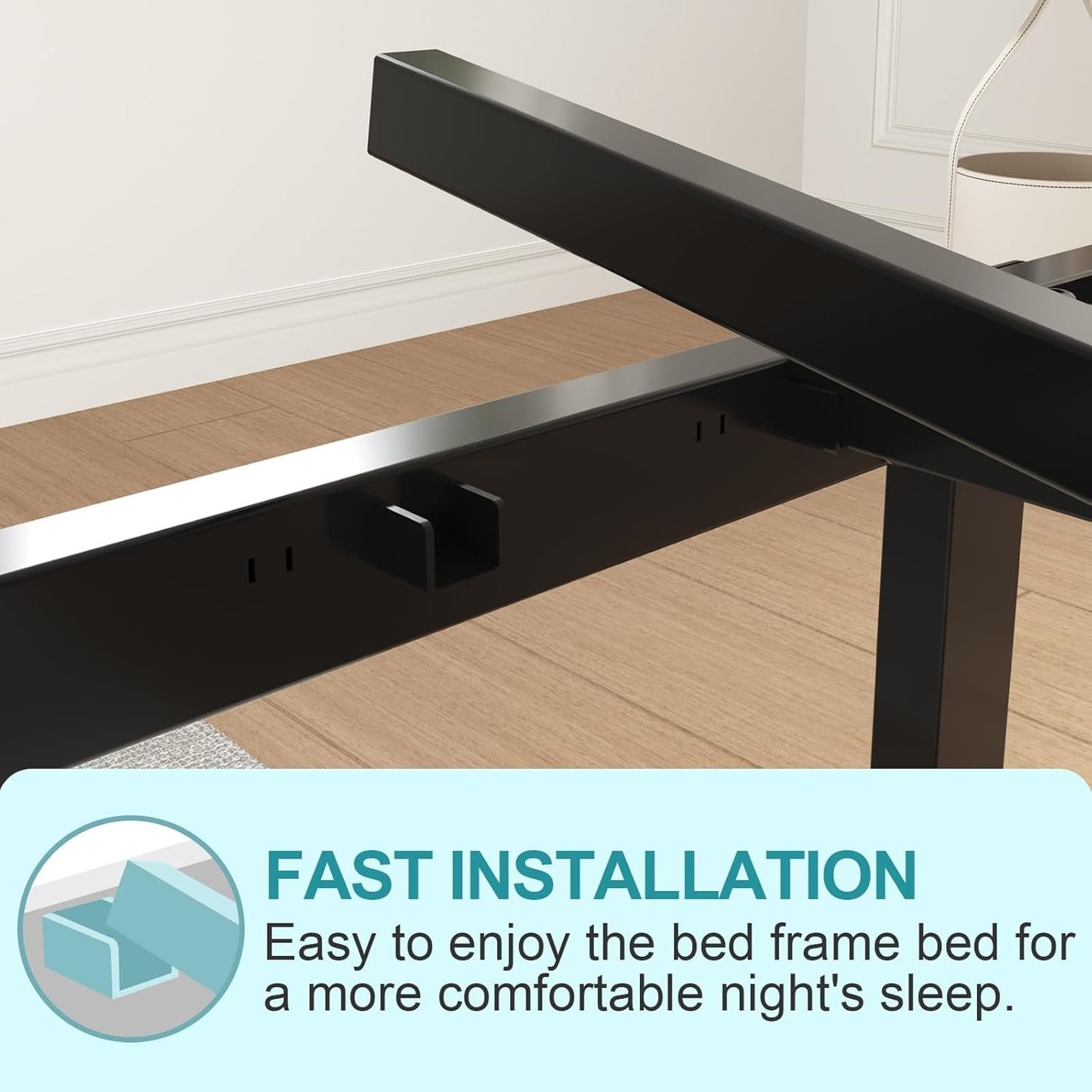 Twolike Twin Metals Bed Frames, Bed Frames with Underbed Storage, Steel Slat Support,Anti-Noise Foam Stickers, Easy Assembly,14 Inch Twin