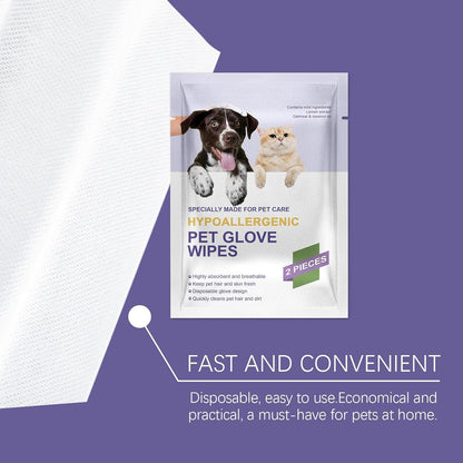 Dog Wipe Gloves | Dog Glove Wipes,Nourishing Waterless Portable Grooming Tool for Daily Routines Hygiene Home Cleanliness Bathing Puppies Kittens Removing Shedding Hair