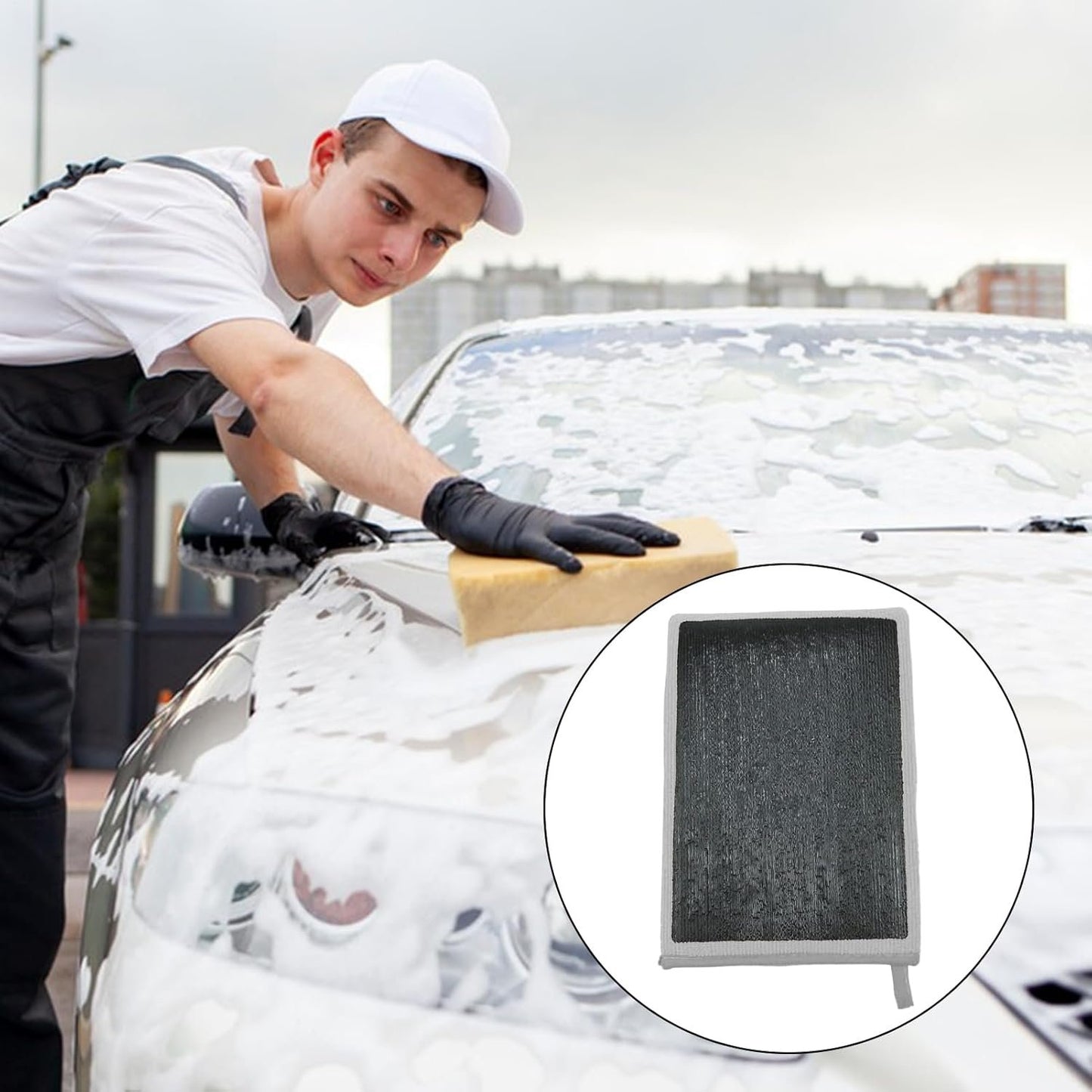 Clay Towel, Reusable Clays Cleaning Mitt, 8.62 Inches Professional Detailing Equipment, Portable Vehicle Cleaning Supplies for Wheels, Paint, Side Panels