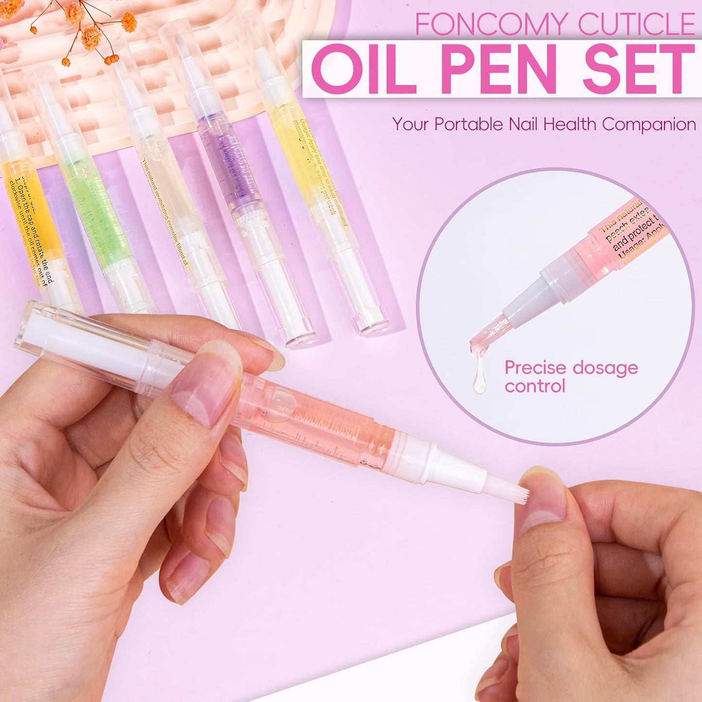 2PCS Cuticle Oil Pen for Nails,Nail Oil Pen for Nail Care,Cuticle Oil for Nails with Nail File,Nail Oil Cuticle Prevent Dry Cracking and Hangnails,Deep Nourishment(Pineapple & Peach Flavor)
