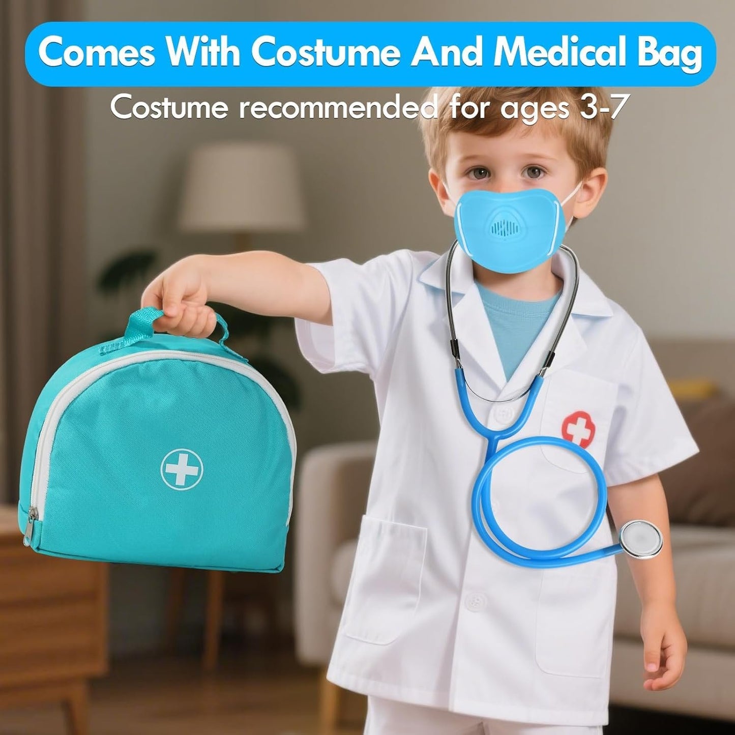 Lehoo Castle Kids Doctor Kit Toy, Pretend Play Doctor Set for Toddlers, Realistic Wooden Medical Kit Role Play Set, Gifts for Boys Girls 3+ Years