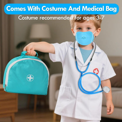 Lehoo Castle Kids Doctor Kit Toy, Pretend Play Doctor Set for Toddlers, Realistic Wooden Medical Kit Role Play Set, Gifts for Boys Girls 3+ Years