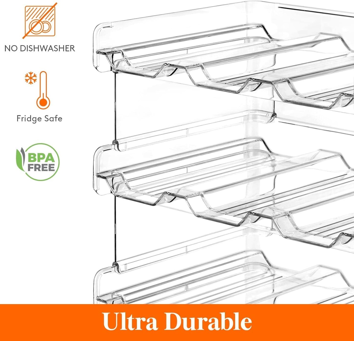 Lifewit Stackable Water Bottle Organizer for Cabinet, Freezer, Pantry - Plastic Cup Holder, Wine Racks for Kitchen Tabletop Storage, Cupboard, Office - Pack of 4, Each Rack Holds 3 Containers